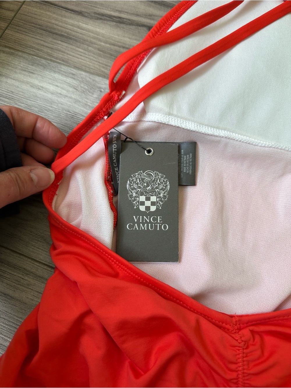 NWT Vince Camuto One-Piece Plunge Neck Swimsuit with Scrunch Bootie Koi Size 14 - Picture 9 of 11